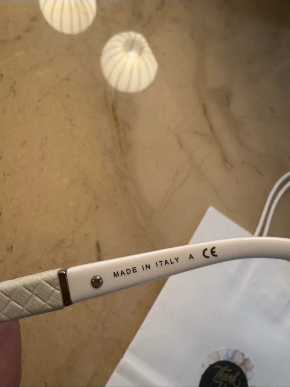CHANEL White Sunglasses Temple Arm with Logo Marking